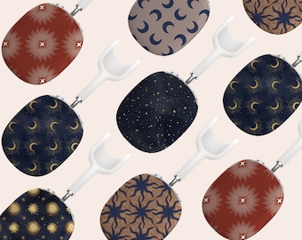 Funda Celestial Mística con Estrellas para AirPods Max, Estuche protector rígido de plástico con diseño de luna para AirPods Max, Estuche de fácil colocación para auriculares AirPods Max