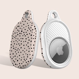 Black Small Spots Pastel Pink Case for AirTag, Fits Apple AirTag, Keychain Pendant Case, Keyring Holder for AirTag, Holder Case For AirTag
