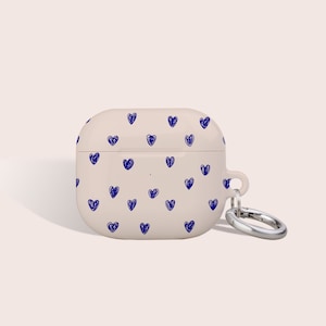 Coque esthétique Love Hearts dessinée à la main pour Airpod, convient à la coque Airpod Pro, coque avec mousqueton, porte-clés, convient à AirPod 1er 2e 3e 4e, oreillette