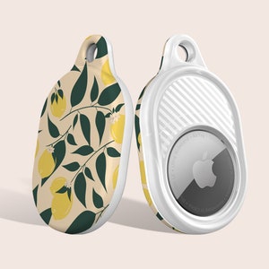 Lemons Pastel Fruit Beige Boho Case for AirTag, Fits Apple AirTag, Keychain Pendant Case, Keyring Holder for AirTag, Holder Case for AirTag