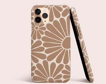 Coque de portable groovy Y2K fleurs et marguerites rétro pour iPhone 15 14 13 12 11 • Tous les modèles • Pour S24, S23, S22, S21, S10 • Pour Google Pixel • Beige