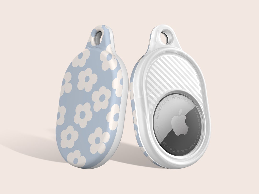 Daisies Blue Retro Floral Case for Airtag, Fits Apple Airtag, Keyring ...