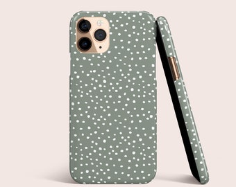 Sage Green Spotty Animal Print Phone Case For iPhone 16 15 14 13 12 11 & More | For S25 S24 S23 S22 S21 S20 A71 A51 | For Google Pixel,Spots