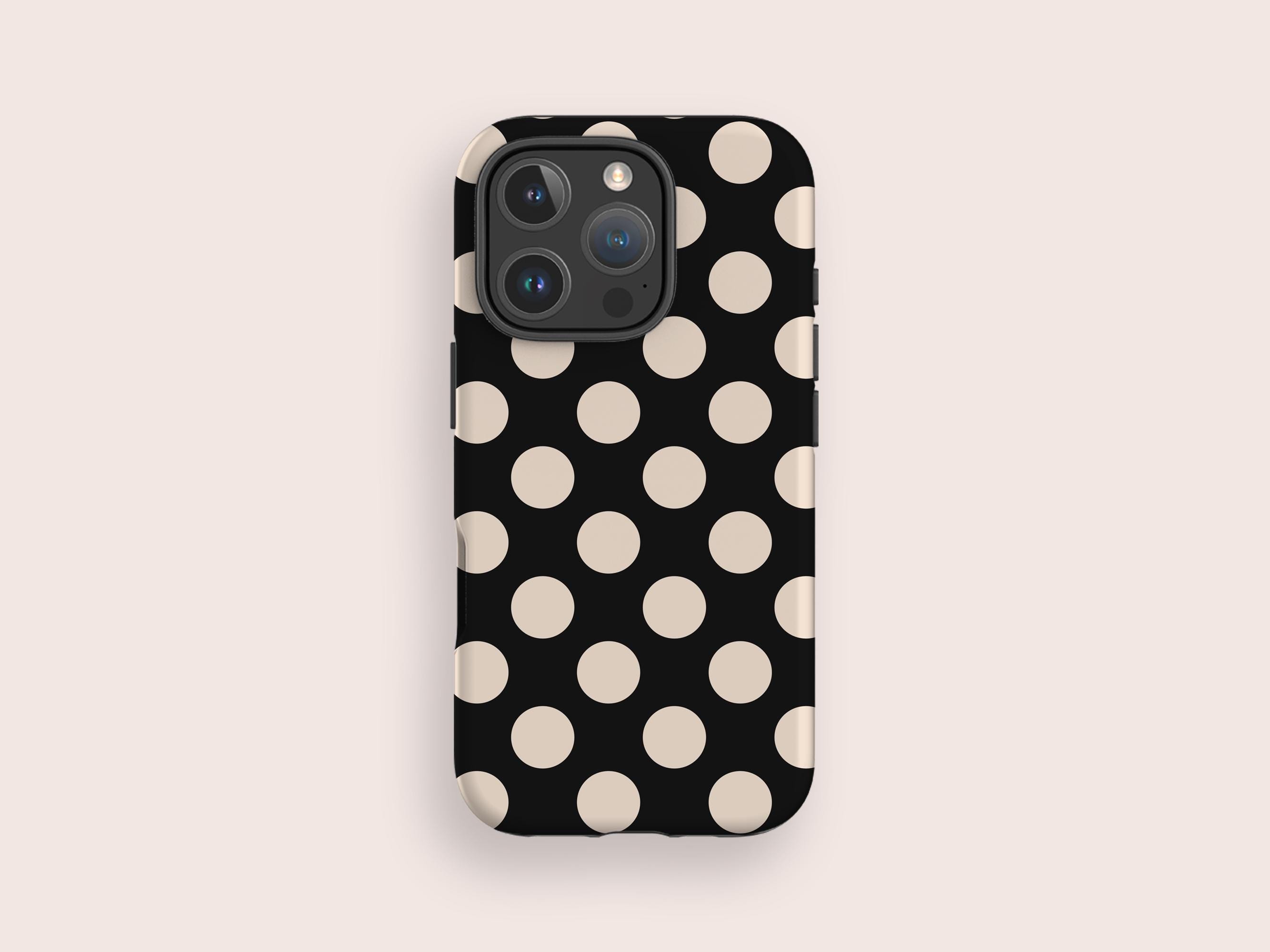 Polka Dot Phone Case • Black Beige Pattern for iPhone 17, S26