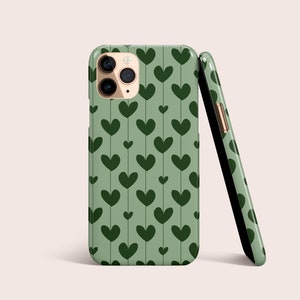 Herzen Hand gezeichnet Liebe dunkelgrün Telefon Fall für iPhone 16 15 14 13 12 11 • Alle Modelle • Für S25 S24 S23 S22 S21 S22 • Für Google Pixel