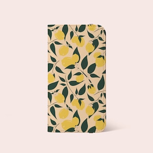 Zitronen Pastell Obst Beige Boho Brieftasche Handytasche für iPhone 15 14 13 12 11 8 & mehr - Für S25 S24 S23 S22 S21 S20 S9 Hinweis 20 - Kartenhalter