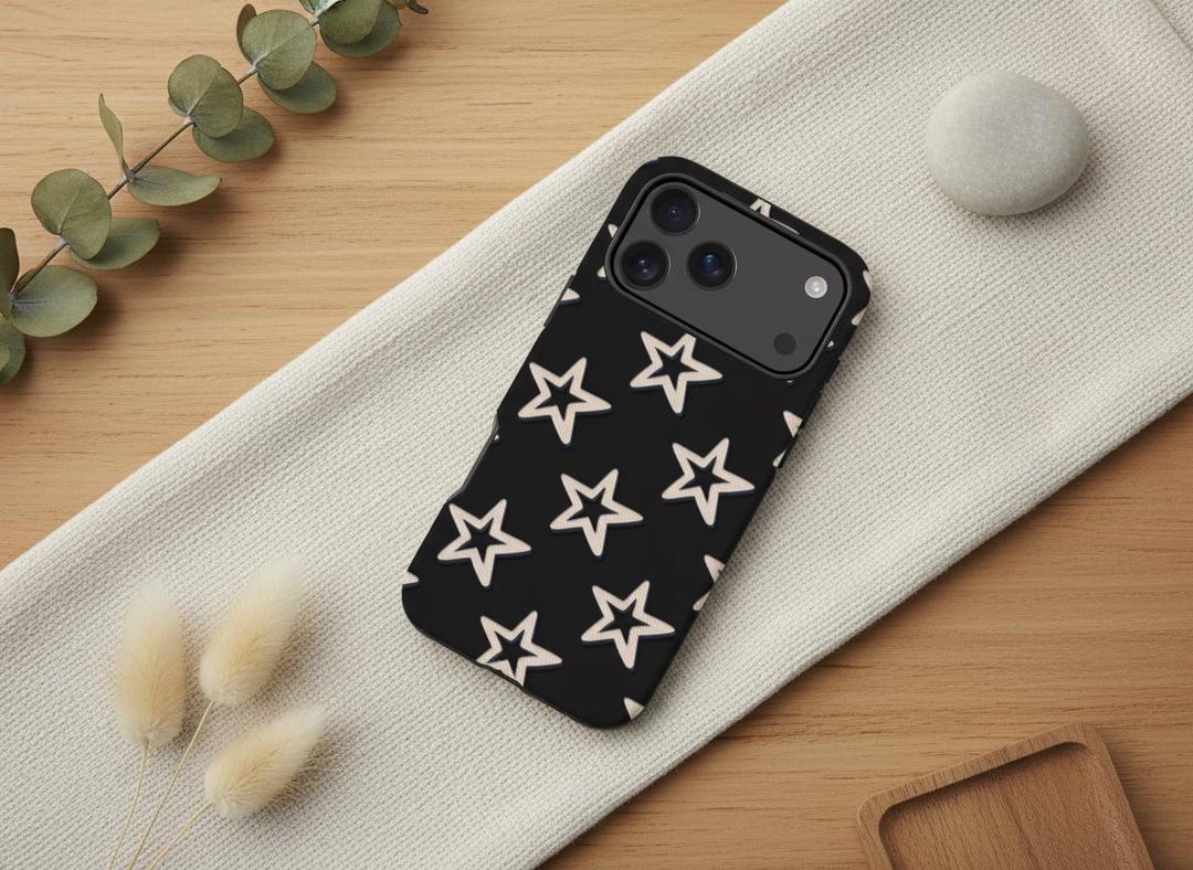 レトロスターミスティックヴィンテージブラック電話ケースiPhone 17 16