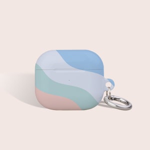 Waves Rainbow Retro Stripes Case For Airpod, Fits Airpod Pro case, Case with Carabiner Keychain, Fits AirPod 1st 2nd 3rd 4th,Ear Phone