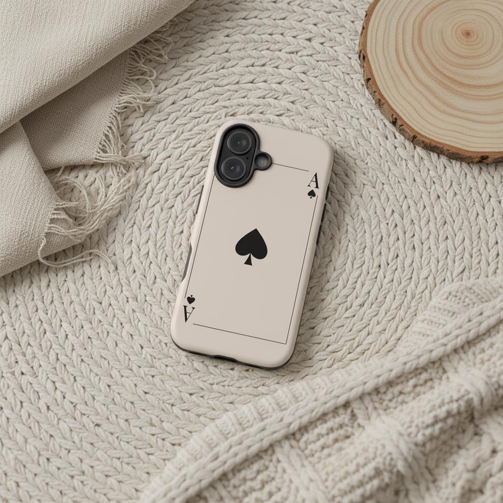 Ace of Spades Cream Playing Card Case for iPhone 17 16, S26 S25