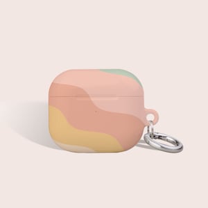 Waves Rainbow Retro Stripes Case For Airpod, Fits Airpod Pro case, Case with Carabiner Keychain, Fits AirPod 1st 2nd 3rd 4th,Ear Phone