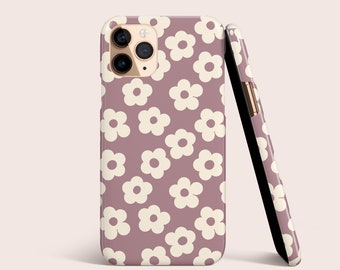 Étui de téléphone à fleurs rétro violet marguerites pour iPhone 15 14 13 12 11 • Tous les modèles • Pour S24 S23 S22 S21 S10 S8 S9 S20 • Pour Google Pixel 8 7 6