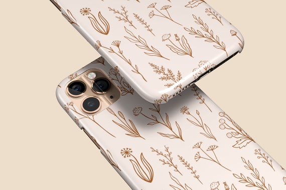 Wildflowers Beige Boho Floral Phone Case,iPhone 14 13 Pro Max, 12 11 X 8 7 6 Samsung S22 S21 S10 S20 S8 S9 Plus Ultra J7 J5 A71 A51 Google