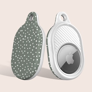 Sage Green Spotty Animal Print Case for AirTag, Fits Apple AirTag, Keychain Pendant Case, Keyring Holder for AirTag, Holder Case for AirTag