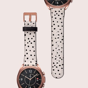 Cream Pastel Painted Dots Watch Band, Fits  G3 Watch 6 5 4 3 Strap, Active, Classic, 40mm 41mm 42mm 45mm 46, Vegan Leather, Bronze