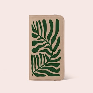 Étui portefeuille botanique Leaf Retro Matisse pour iPhone 15 14 13 12 11 et plus - Pour S25 S24 S23 S22 S21 S20 S7 S8 S9 Note 20 - Porte-cartes