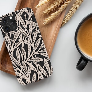 Floral Black Wild Flowers Phone Case For iPhone 16 15 14 13 12 • All Models • For S25 S24 S23 S22 S21   & More • For Google Pixel • Cream