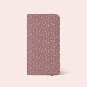 Paars Beige Stippen Dierenprint Portemonnee Telefoonhoesje Voor iPhone 15 14 13 12 11 & Meer • Voor S25 S24 S23 S22 S21 S20 S7 S9 Note 20 • Kaarthouder
