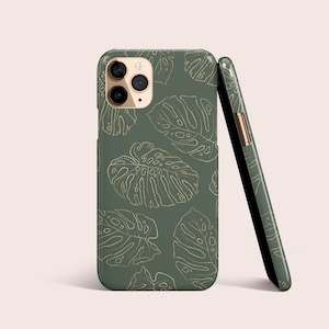 Sage Green Gold Monstera Plant Phone Case For iPhone 16 15 14 13 12 11 • All Models • For S25 S24 S23 S22 S21  S20 • For Google Pixel 8 7 6