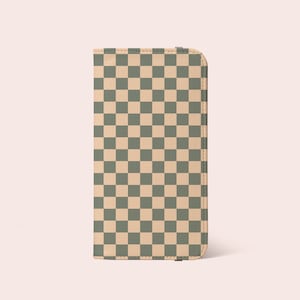 Capa de telefone tipo carteira retrô xadrez verde salva para iPhone 15 14 13 12 11 XR e mais - para S25 S24 S23 S22 S21 S20 S8 S9 Note 20 - Porta-cartões