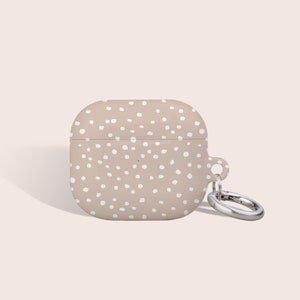 Beige Boho Spotty Animal Print Case For Airpod,Fits Airpod Pro case,Case with Carabiner Keychain, Fits AirPod 1st 2nd 3rd 4th,Ear Phones