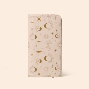 Celestial Moon Constellation Stars Wallet Case voor iPhone 14 13 12 11 en meer - voor S25 S24 S23 S22 S21 S20 S7 S8 S9 Note 20 - kaarthouder