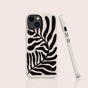 Leaf Retro Matisse Botanical Black Phone Case, Eco-Friendly, Compostable, Bio Case For iPhone 15 14 13 12 - For S24 S23 S22 & More