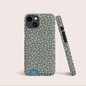Sage Grün Spotty Animal Print Kartenhülle, Kartensteckplatz Hülle, Kartenaufbewahrungshülle für iPhone 16 15 14 13 Pro, für S22 S21 Ultra Plus & mehr