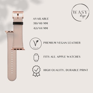 Hearts Hand Drawn Love Aesthetic Watch Band, For Apple Watch, 41mm 40mm 38mm 42mm 44mm, Vegan Leather Smartwatch Band, Watch Band Rose Gold image 6