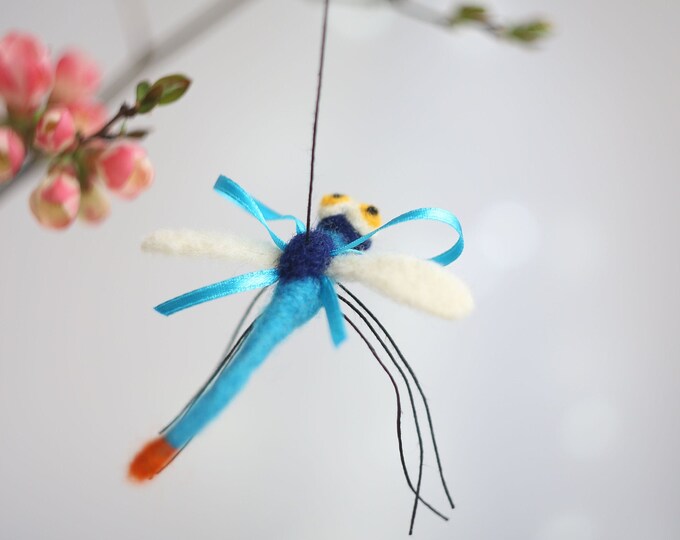 Needle Felted Dragonfly, Needle Felt Animals, Blue Dragonfly, Blue