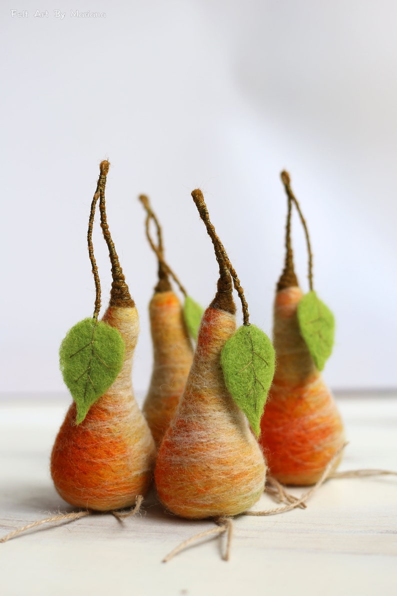 Needle Felted Pear Needle Felt Fruits Yellow Pear Etsy