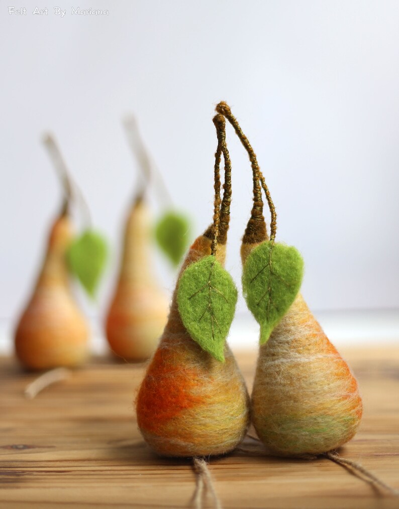 Needle Felted Pear Needle Felt Fruits Yellow Pear Etsy