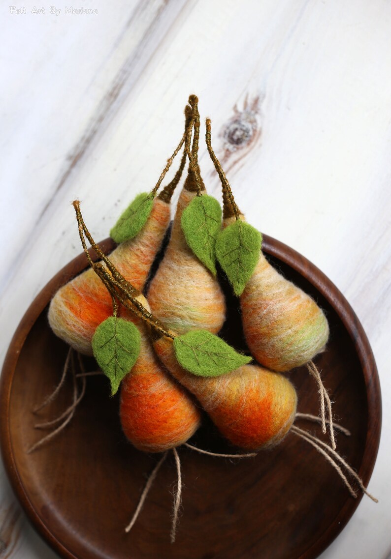 Needle Felted Pear Needle Felt Fruits Yellow Pear Etsy