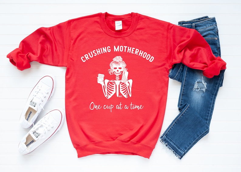 Crushing Motherhood|Soft Crewneck Sweater|Mom Graphic Tee|Long Sleeve|Mama love|Mom Life Shirts For Moms|Girl Mom|Boy Mom|Lightweight Tees