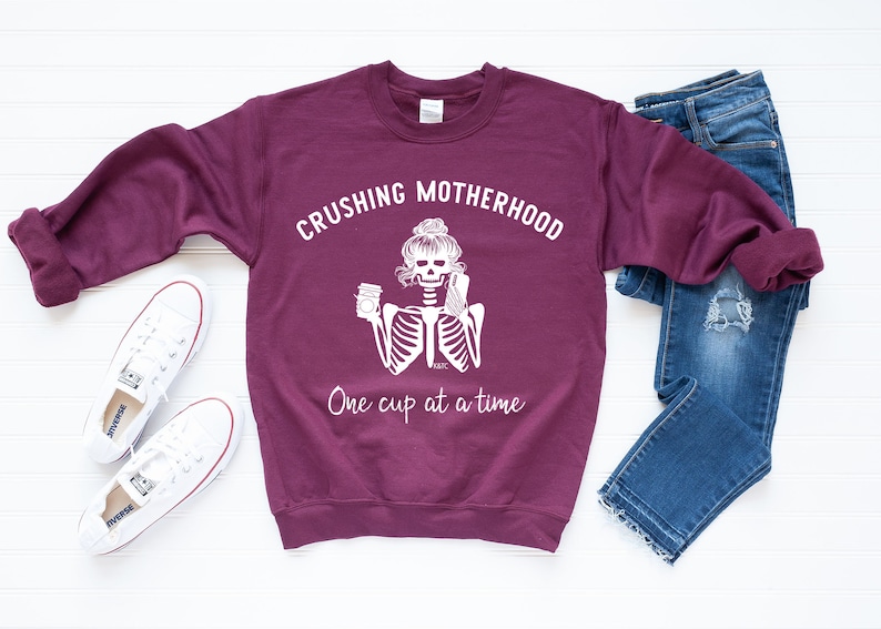 Crushing Motherhood|Soft Crewneck Sweater|Mom Graphic Tee|Long Sleeve|Mama love|Mom Life Shirts For Moms|Girl Mom|Boy Mom|Lightweight Tees