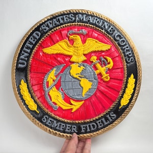 United States Marine Corps Sempre Fidelis 3D houtsnijwerk kunst aan de muur