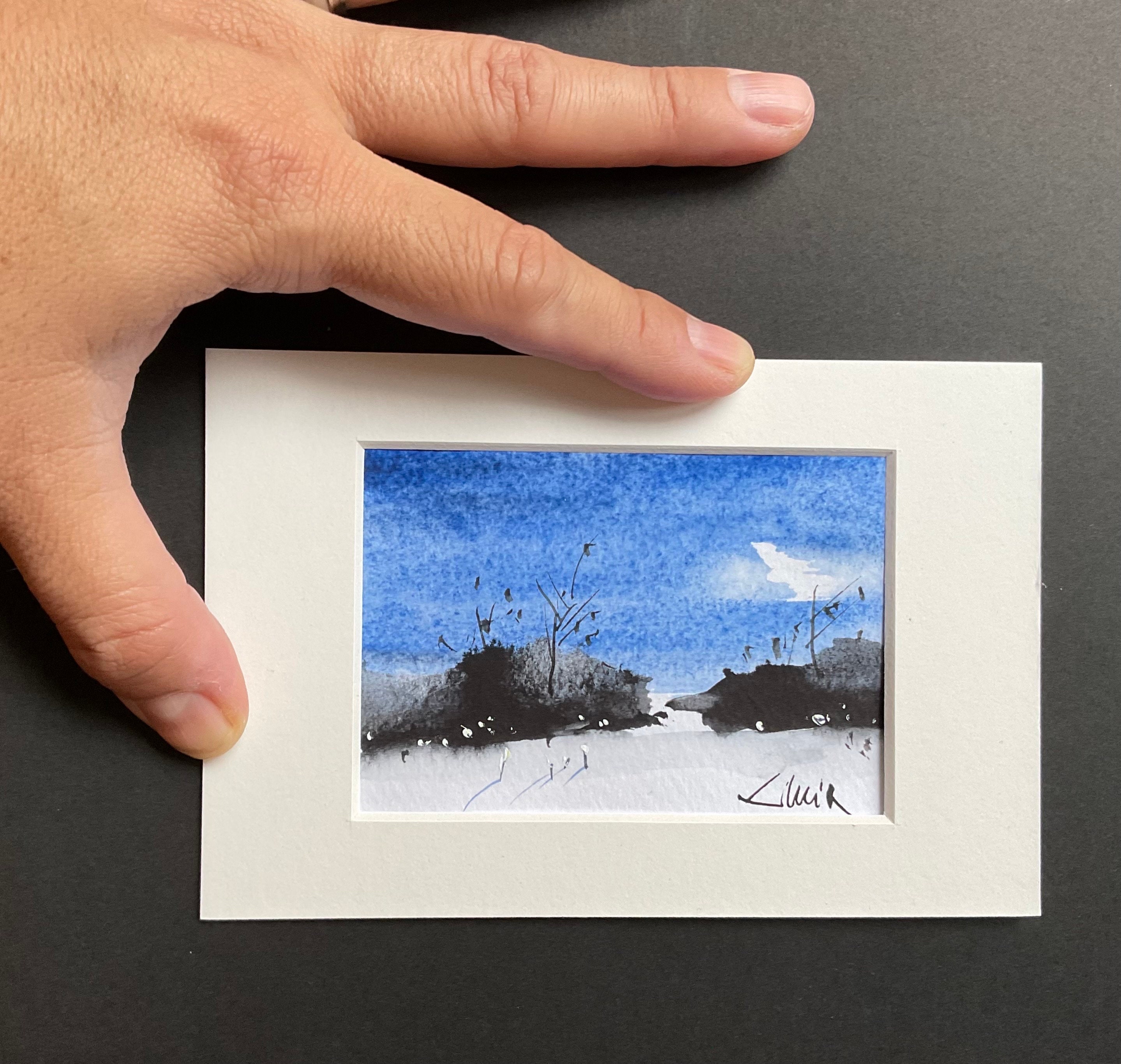 小さな風景画水彩画3点セット：サイン入りオリジナルアート - Etsy 日本