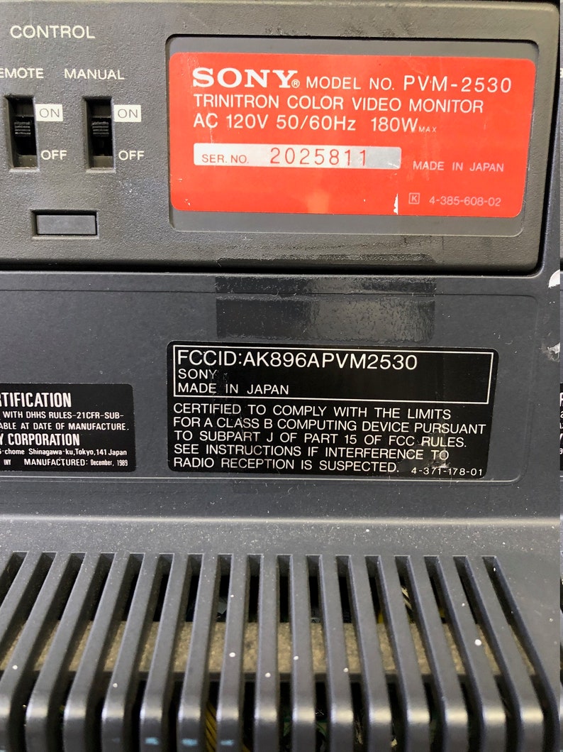 Sony 25 PVM2530 CRT Monitor RGB Retro Gaming w/ Flight Etsy