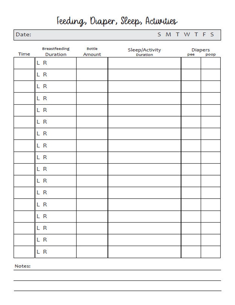Baby Daily Log Printable