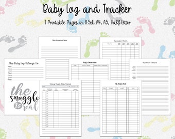 Infant Newborn Baby Daily Printable Log - nice shower gift for new mom to track breastfeeding, bottle feeding, diaper changes and more.