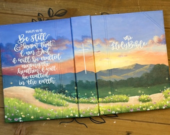 50s' ビンテージプレイハンドランプHOLY BIBLE 手を合わせたランプ Hand Painted Holy Bible // Semi-custom // Tranquil Forest Hills - Etsy