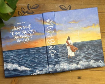 Hand Painted Holy Bible // Semi-Custom  // The Way, Truth, and Life