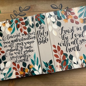 Hand Painted Holy Bible // Semi-Custom // Forest Leaves