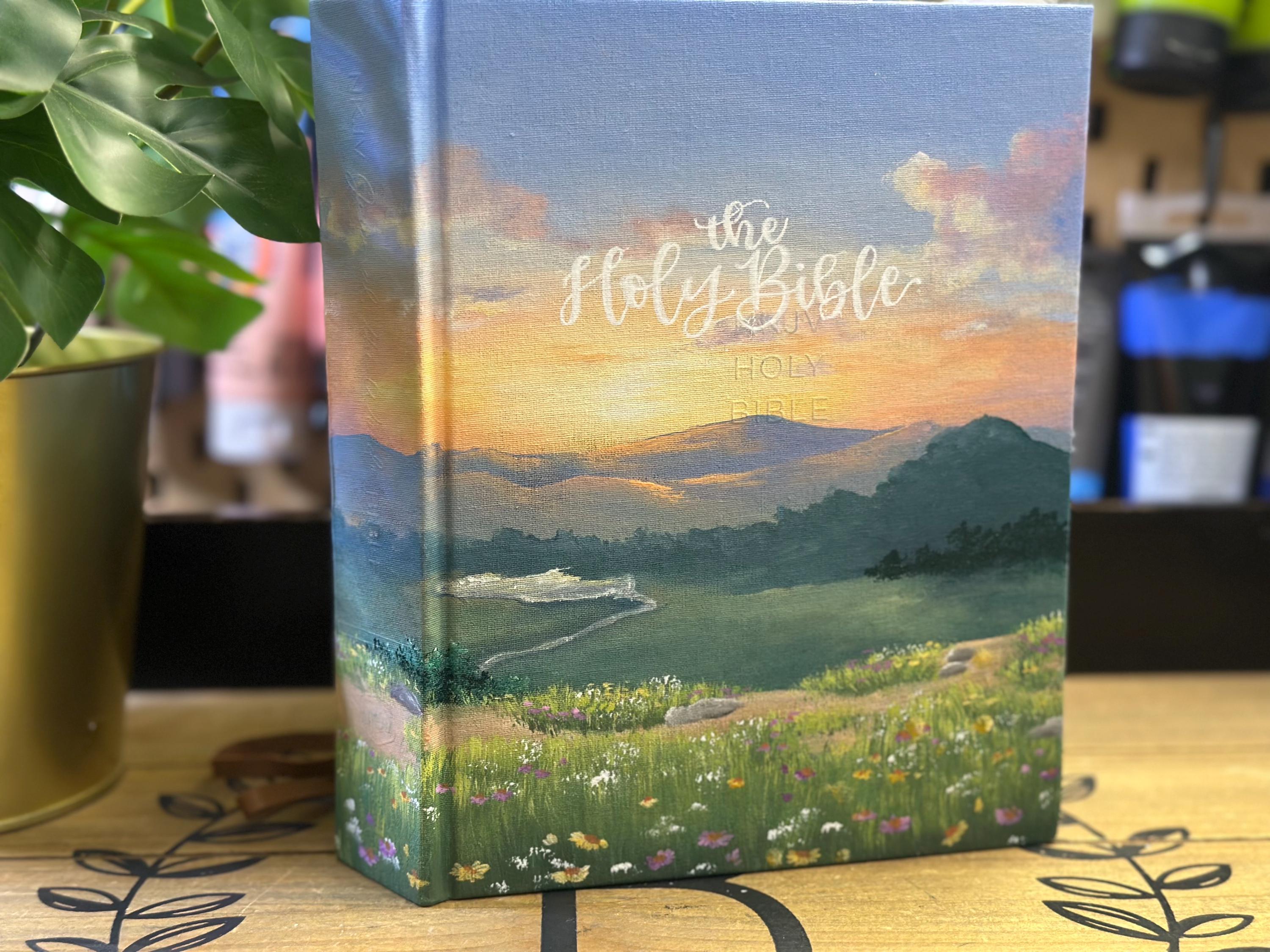 Hand Painted Holy Bible // Semi-custom // Tranquil Forest Hills - Etsy