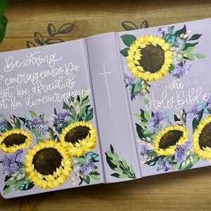 Hand Painted Holy Bible // Semi-Custom  // Flora Sunflowers