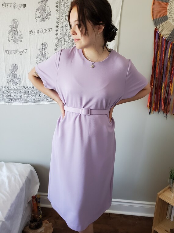 Vintage 60's Purple Dress // L XL Lavender Pastel