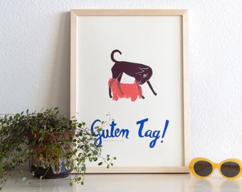 BONJOUR ! // GUTEN TAG ! Limited edition, handmade silkscreen print