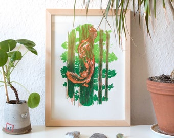 Squirrel Love - Limited edition, handmade silkscreen print