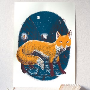 Urban Fox- Limited edition, handmade silkscreen print