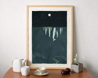 Goodnight Whales (BIG) IV ! - Limited edition, handmade silkscreen print