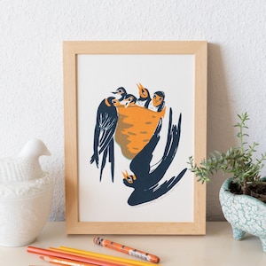 Les Hirondelles (The Swallows) - Limited edition, handmade silkscreen print